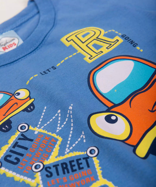 Conjunto de Verão para Bebê Menino Carrinho Azul
