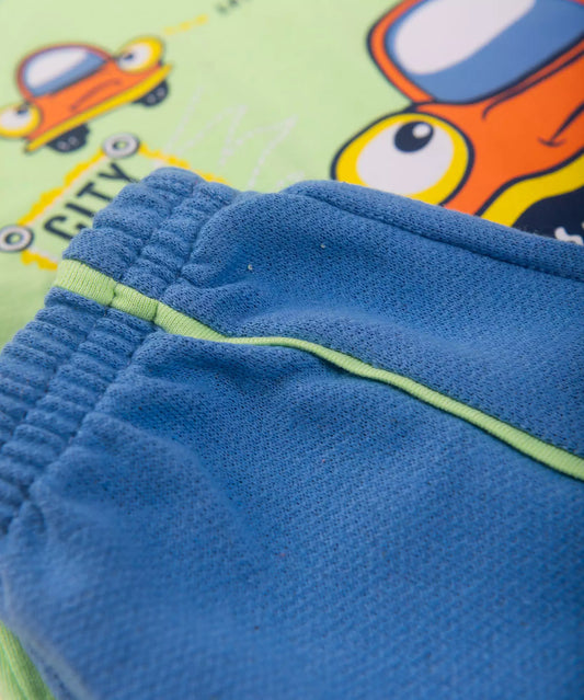 Conjunto de Verão para Bebê Menino Carrinho Verde