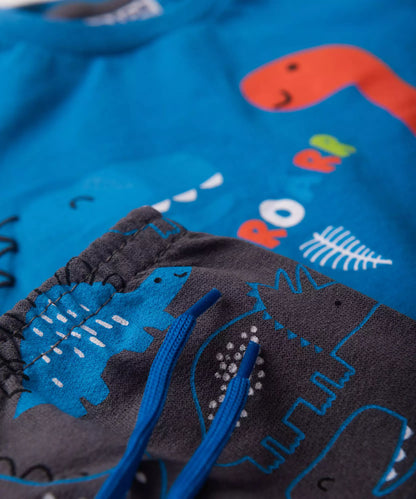 Conjunto de Verão para Bebê Menino Dino Azul