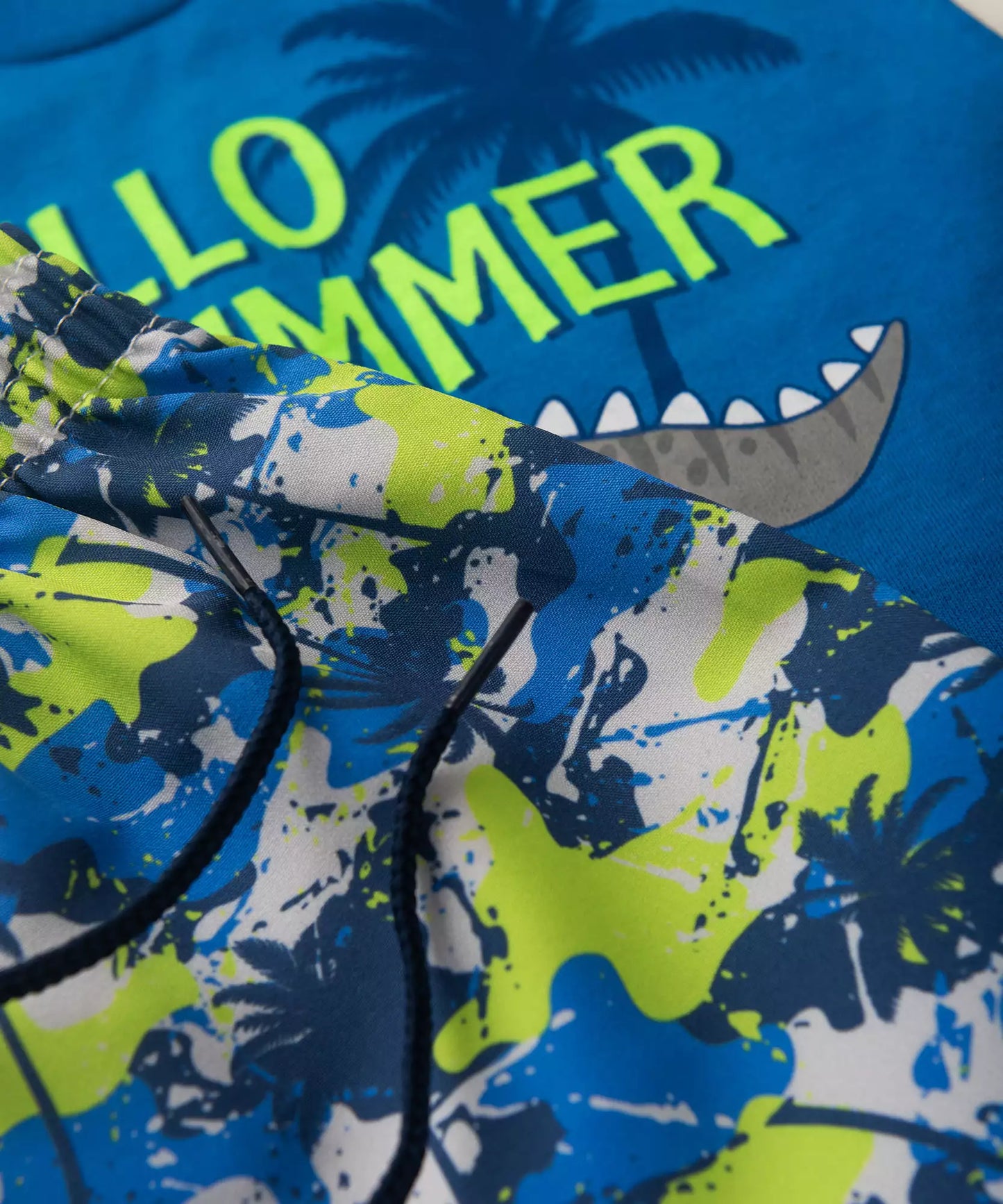 Conjunto de Verão para Bebê Menino Azul Dinossauro