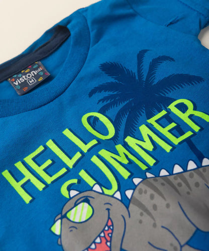 Conjunto de Verão para Bebê Menino Azul Dinossauro