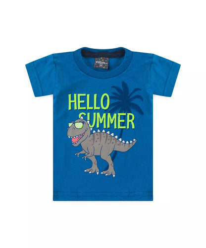Conjunto de Verão para Bebê Menino Azul Dinossauro