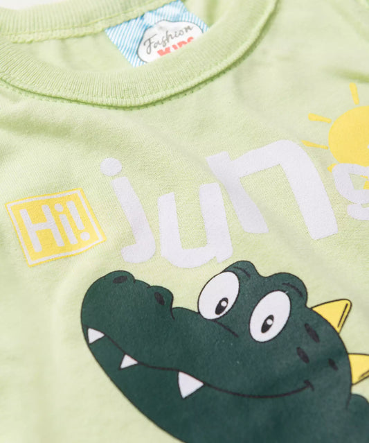 Conjunto de Verão para Bebê Menino Jacarézinho Verde