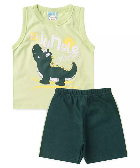 Conjunto de Verão para Bebê Menino Jacarézinho Verde