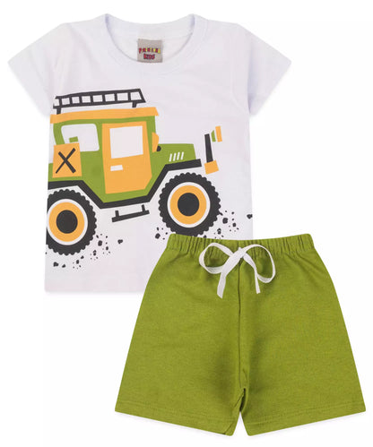 Conjunto de Verão para Bebê Menino Jeep Branco