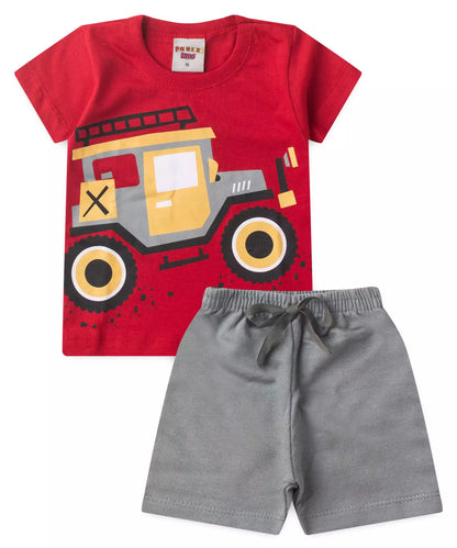 Conjunto de Verão para Bebê Menino Jeep Vermelho