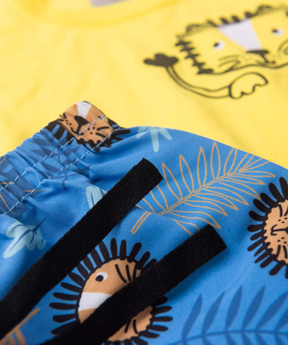 Conjunto de Verão para Bebê Menino Leão no Amarelo
