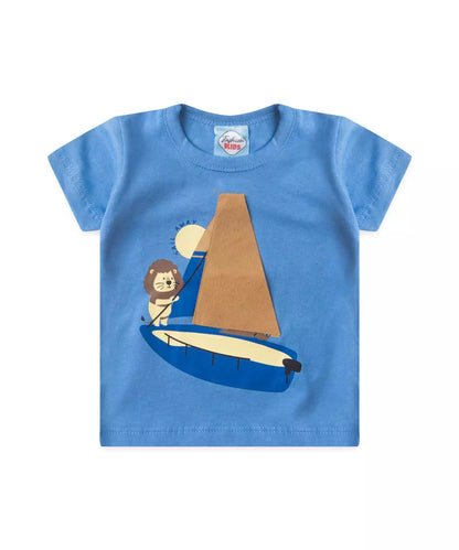 Conjunto de Verão para Bebê Menino Leão Marinheiro Azul
