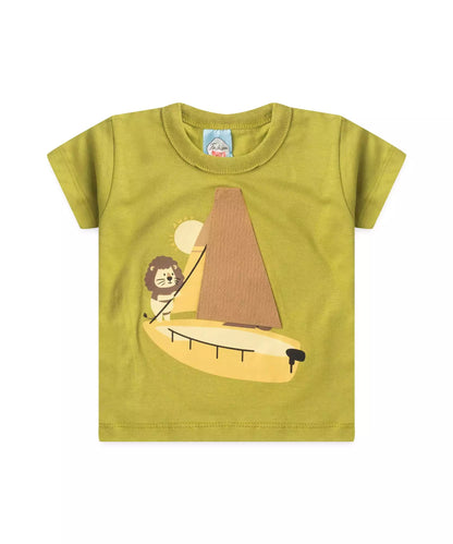 Conjunto de Verão para Bebê Menino Leão Marinheiro Verde