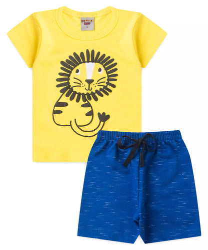 Conjunto de Verão para Bebê Menino Leãozinho Amarelo