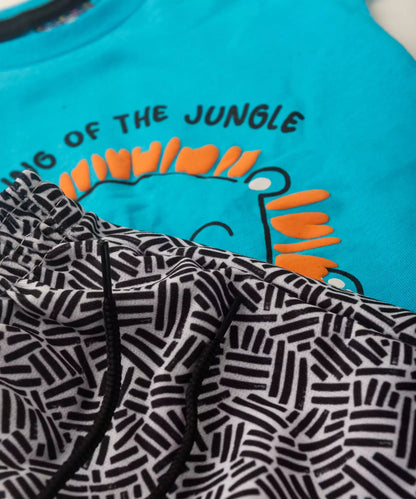 Conjunto de Verão para Bebê Menino Leãozinho Azul