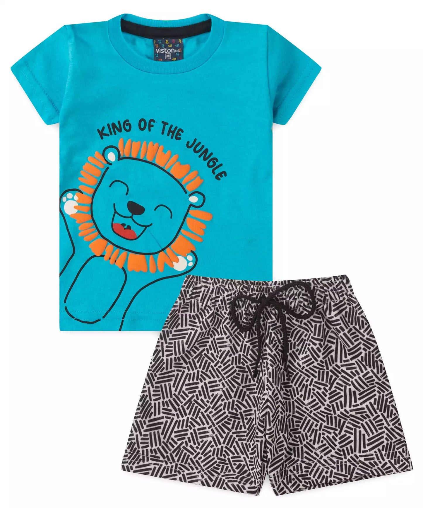 Conjunto de Verão para Bebê Menino Leãozinho Azul