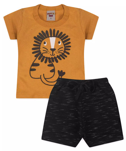 Conjunto de Verão para Bebê Menino Leãozinho Marrom