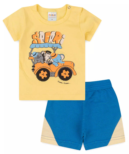 Conjunto de Verão para Bebê Menino Safari em Amarelo