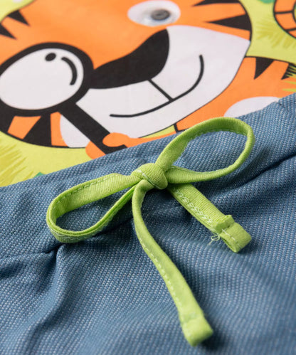 Conjunto de Verão para Bebê Menino Tigre Verde