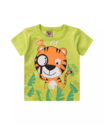 Conjunto de Verão para Bebê Menino Tigre Verde