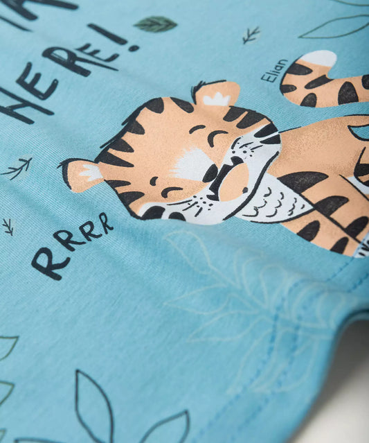 Conjunto de Verão para bebê Menino Tigrinho Azul