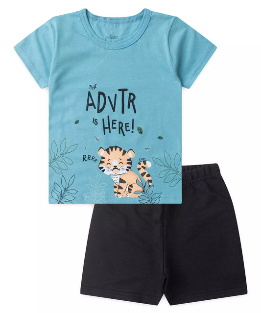 Conjunto de Verão para bebê Menino Tigrinho Azul