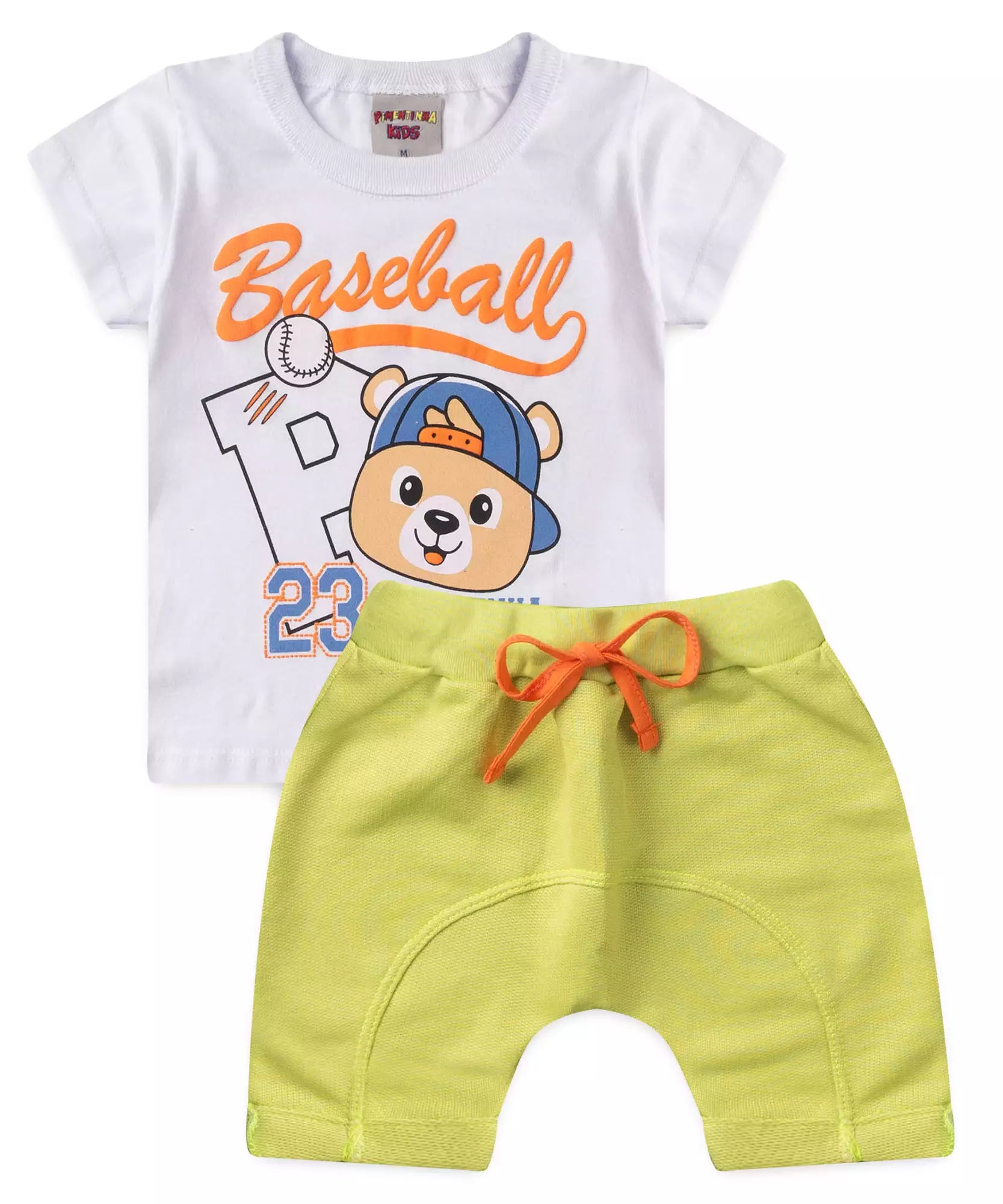 Conjunto de Verão para Bebê Menino Ursinho Branco