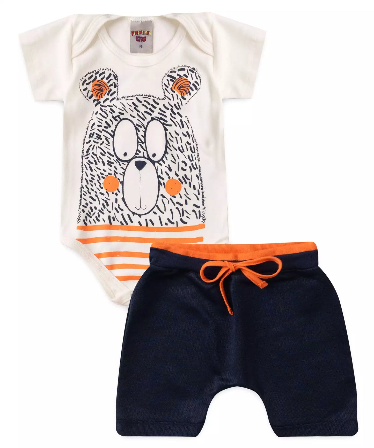Conjunto de Verão para Bebê Menino Ursinho Marfim