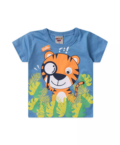 Conjunto de Verão para Bebê Menino Tigre Azul