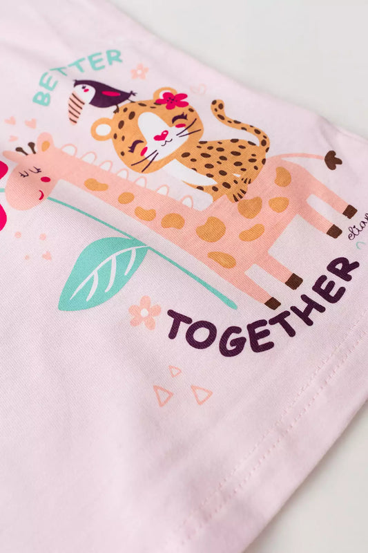 Conjunto de Verão para Menina Amizade Selvagem Rosa