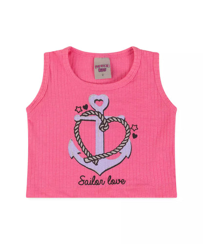 Conjunto de Verão para Menina Âncora Rosa