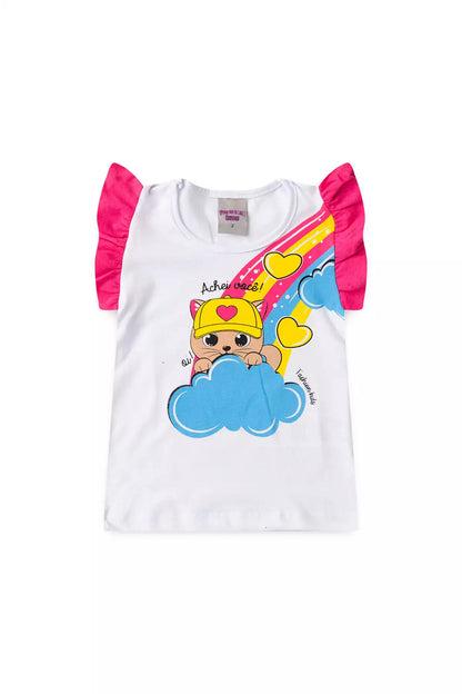 Conjunto de Verão para Menina Arco-íris Encantado Branco