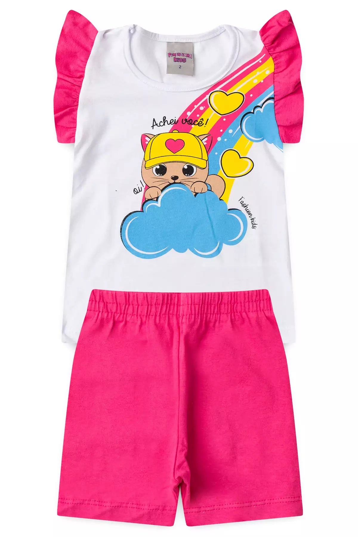 Conjunto de Verão para Menina Arco-íris Encantado Branco