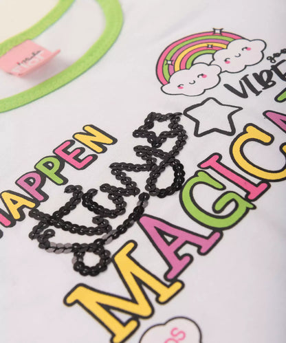 Conjunto de Verão para Menina no Arco-Íris Branco