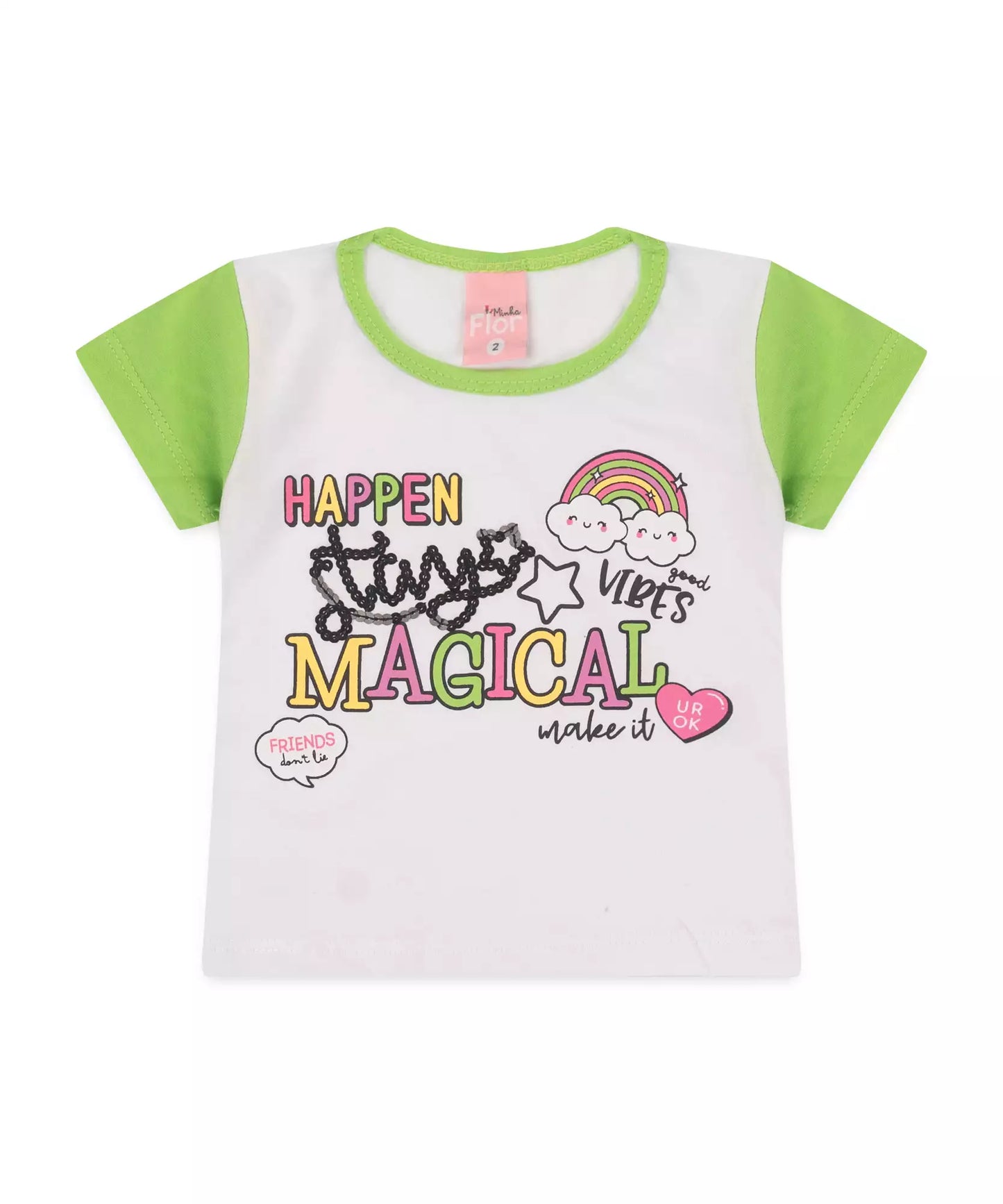 Conjunto de Verão para Menina no Arco-Íris Branco