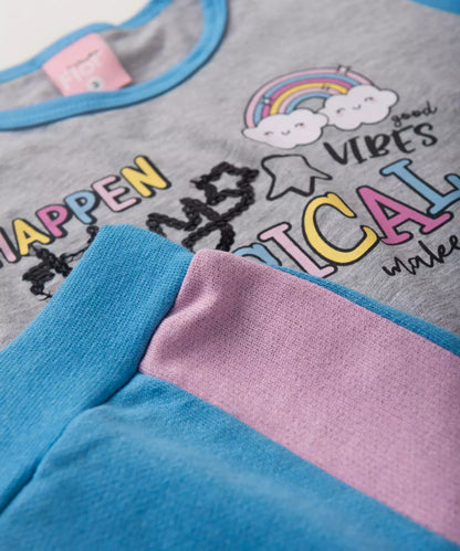Conjunto de Verão para Menina Arco-Íris Mescla