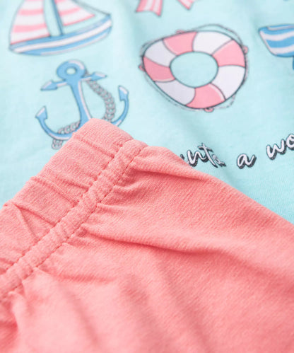 Conjunto de Verão para Menina Aventura no Mar Azul