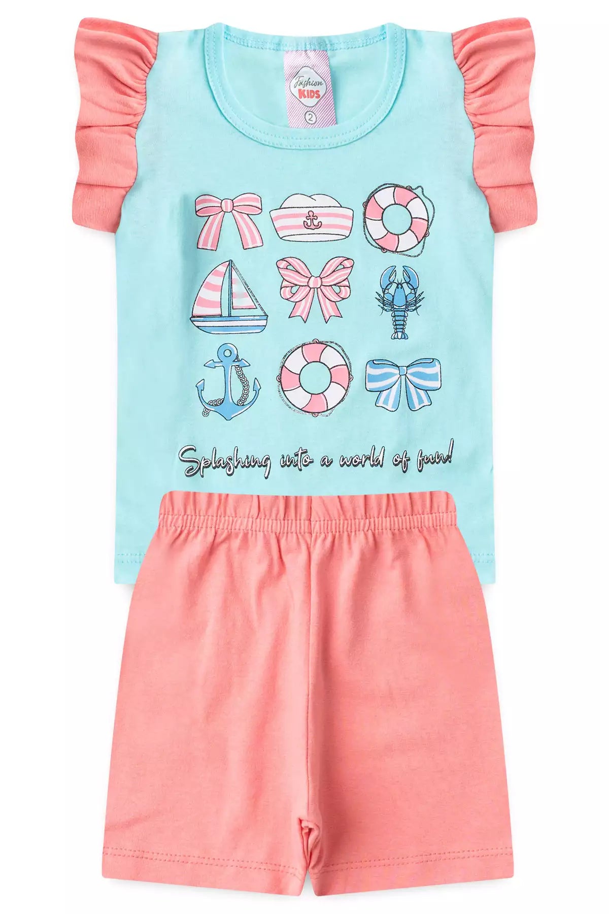 Conjunto de Verão para Menina Aventura no Mar Azul