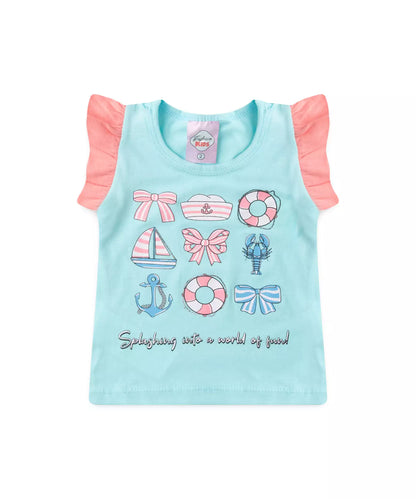 Conjunto de Verão para Menina Aventura no Mar Azul