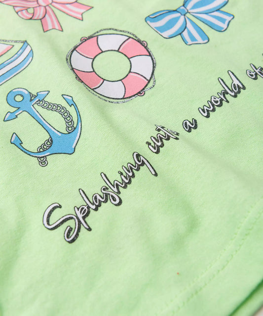 Conjunto de Verão para Menina Aventura no Mar Verde