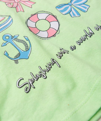 Conjunto de Verão para Menina Aventura no Mar Verde
