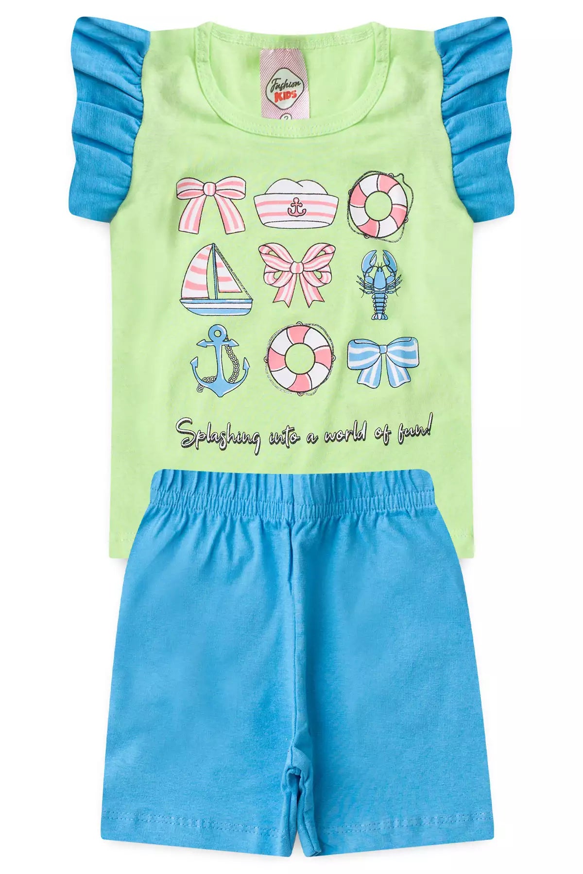 Conjunto de Verão para Menina Aventura no Mar Verde