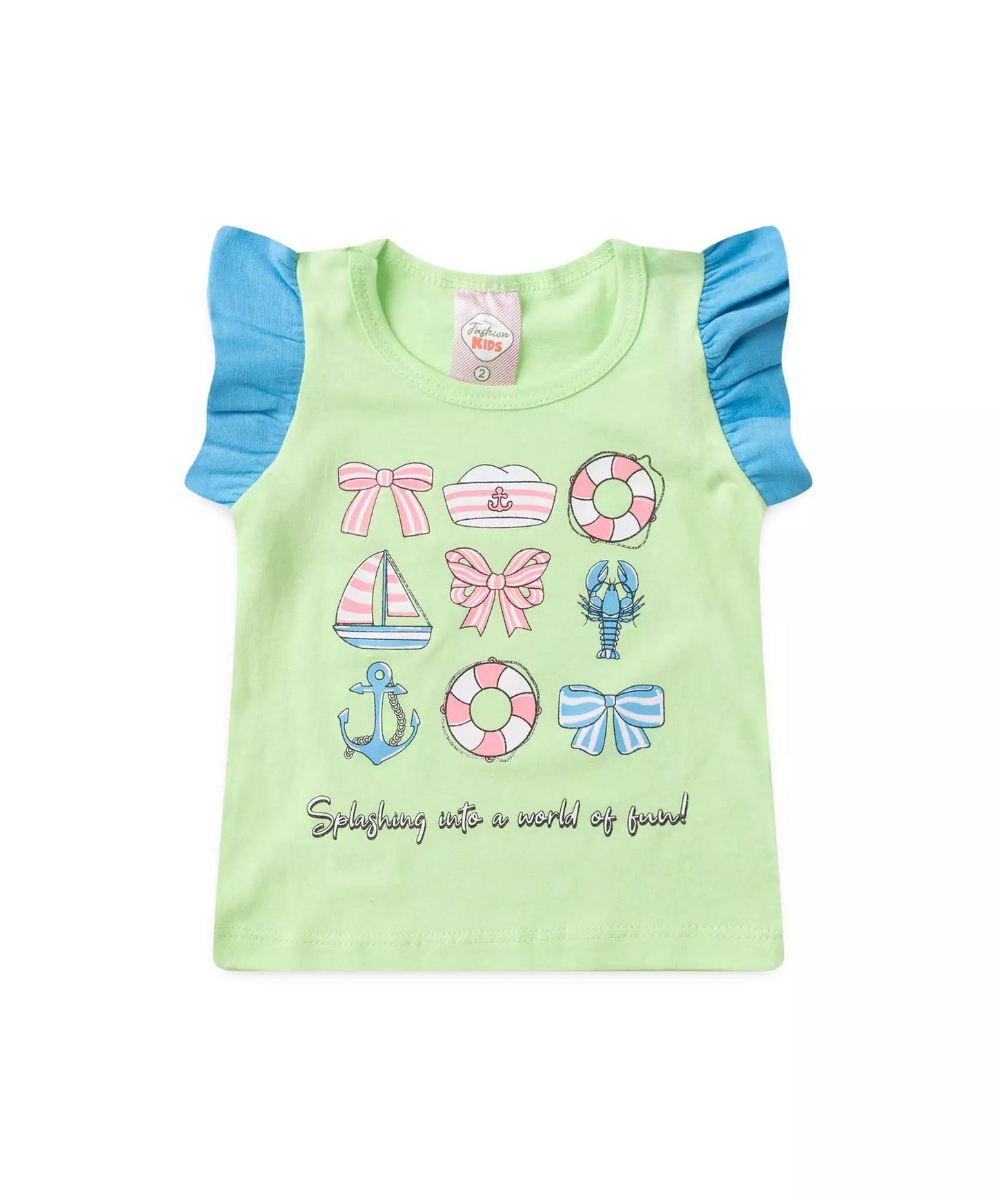 Conjunto de Verão para Menina Aventura no Mar Verde