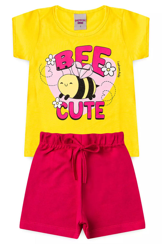 Conjunto de Verão para Menina Bee Cute Amarelo