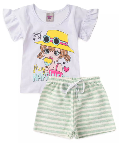 Conjunto de Verão para Menina Boneca Branco