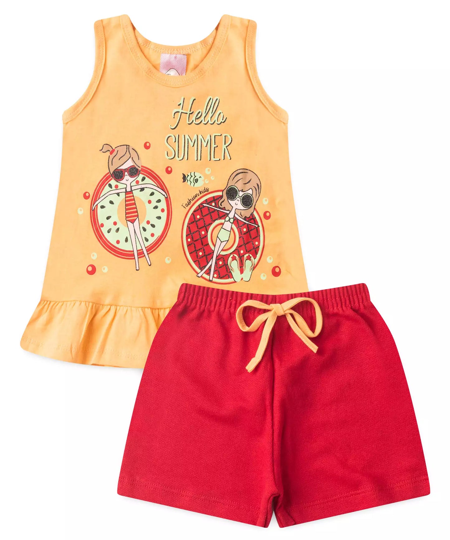 Conjunto de Verão para Menina Bonecas Salmão