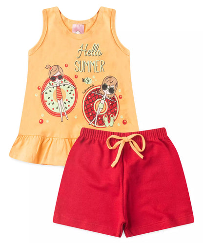 Conjunto de Verão para Menina Bonecas Salmão