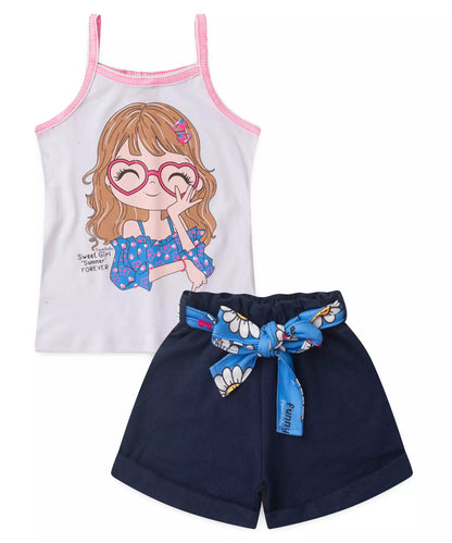 Conjunto de Verão para Menina Bonequinha Branco