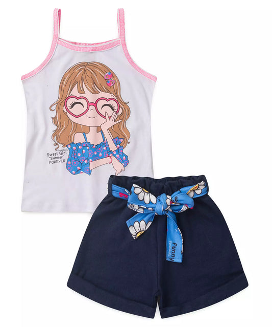 Conjunto de Verão para Menina Bonequinha Branco