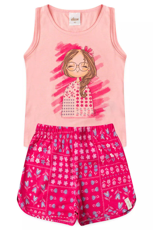 Conjunto de Verão para Menina Bonequinha Encantada Rosa