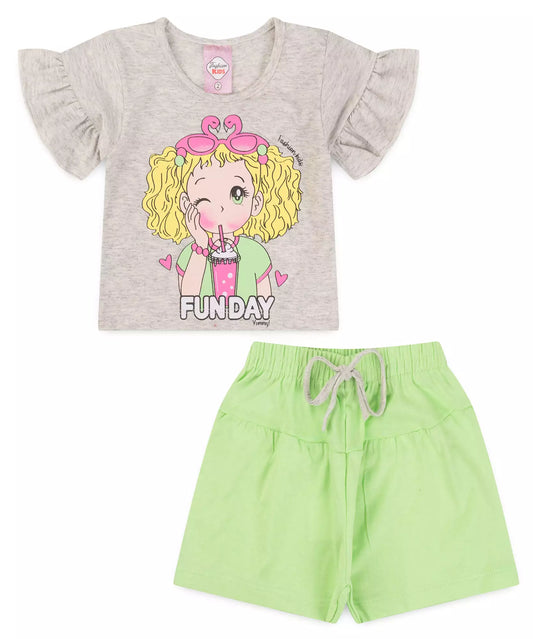 Conjunto de Verão para Menina Bonequinha Mescla
