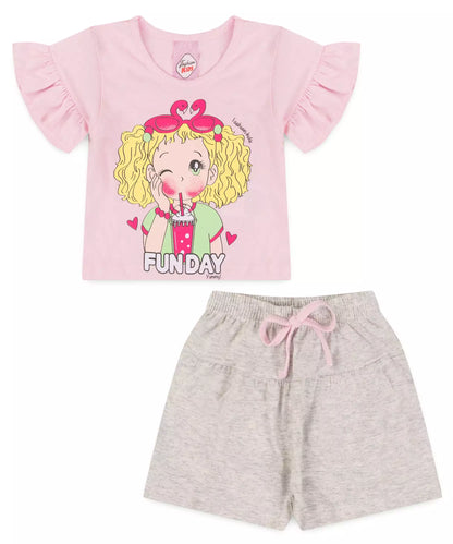Conjunto de Verão para Menina Bonequinha Rosa