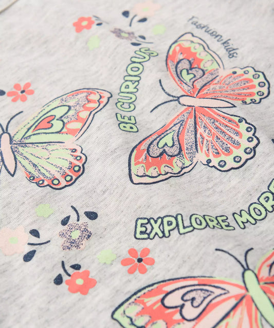 Conjunto de Verão para Menina Borboleta Mescla