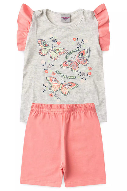 Conjunto de Verão para Menina Borboleta  Mescla
